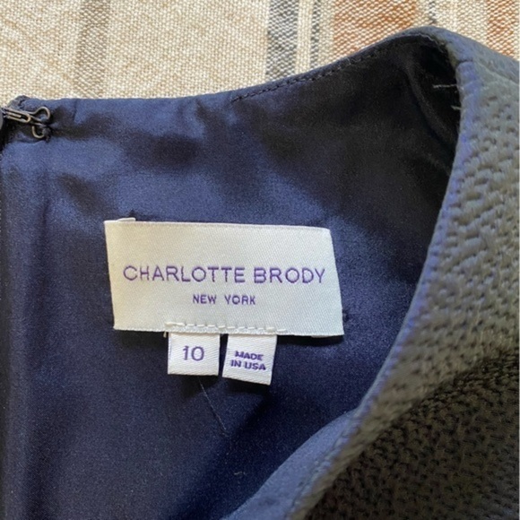 Charlotte Brody Blue Green Iridescent Pebbled Sleeveless Drop Waist Dress - Picture 10 of 15